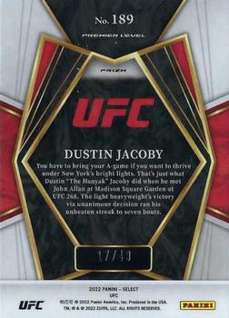 2022 Panini Select UFC - Blue Disco Prizms #189 Dustin Jacoby Back