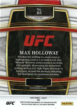 2022 Panini Select UFC - Blue Prizms #65 Max Holloway Back