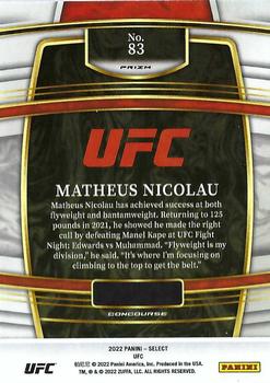 2022 Panini Select UFC - Blue Prizms #83 Matheus Nicolau Back