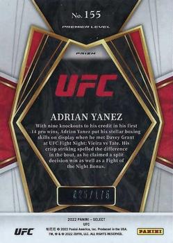 2022 Panini Select UFC - Bronze Prizms #155 Adrian Yanez Back