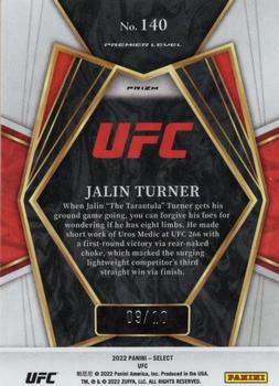 2022 Panini Select UFC - Gold Prizms #140 Jalin Turner Back
