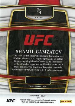 2022 Panini Select UFC - Green and Purple Prizms #14 Shamil Gamzatov Back
