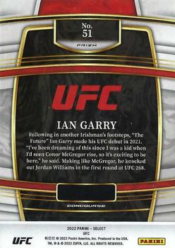 2022 Panini Select UFC - Green and Purple Prizms #51 Ian Garry Back