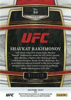 2022 Panini Select UFC - Light Blue Prizms #84 Shavkat Rakhmonov Back