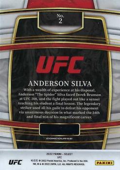 2022 Panini Select UFC - Orange Flash Prizms #2 Anderson Silva Back