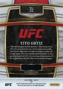 2022 Panini Select UFC - Orange Flash Prizms #22 Tito Ortiz Back