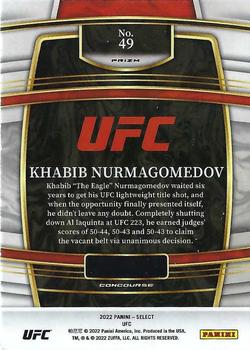 2022 Panini Select UFC - Orange Flash Prizms #49 Khabib Nurmagomedov Back