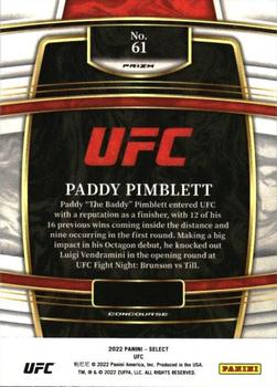 2022 Panini Select UFC - Orange Flash Prizms #61 Paddy Pimblett Back