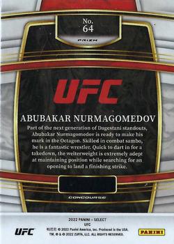 2022 Panini Select UFC - Orange Flash Prizms #64 Abubakar Nurmagomedov Back