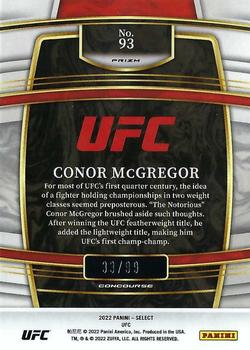 2022 Panini Select UFC - Red Disco Prizms #93 Conor McGregor Back