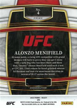 2022 Panini Select UFC - Silver Prizms #4 Alonzo Menifield Back