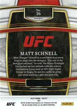 2022 Panini Select UFC - Silver Prizms #16 Matt Schnell Back