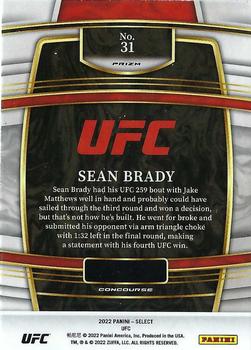 2022 Panini Select UFC - Silver Prizms #31 Sean Brady Back