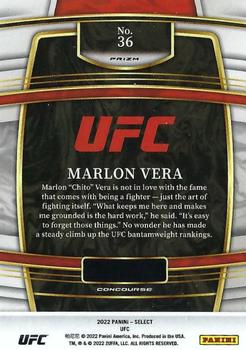 2022 Panini Select UFC - Silver Prizms #36 Marlon Vera Back