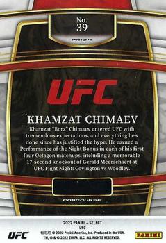 2022 Panini Select UFC - Silver Prizms #39 Khamzat Chimaev Back