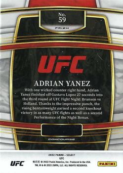 2022 Panini Select UFC - Silver Prizms #59 Adrian Yanez Back