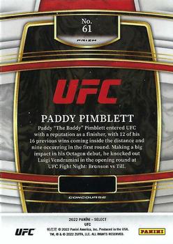 2022 Panini Select UFC - Silver Prizms #61 Paddy Pimblett Back