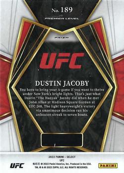 2022 Panini Select UFC - Silver Prizms #189 Dustin Jacoby Back