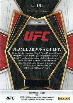 2022 Panini Select UFC - Silver Prizms #194 Shamil Abdurakhimov Back