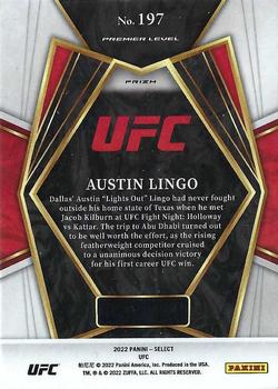 2022 Panini Select UFC - Silver Prizms #197 Austin Lingo Back