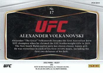 2022 Panini Select UFC - Global Icons Flash Prizms #17 Alexander Volkanovski Back