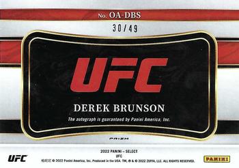 2022 Panini Select UFC - Octagon Action Signatures Blue Prizms #OA-DBS Derek Brunson Back