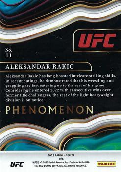 2022 Panini Select UFC - Phenomenon #11 Aleksandar Rakic Back
