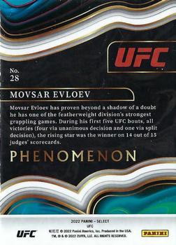 2022 Panini Select UFC - Phenomenon #28 Movsar Evloev Back