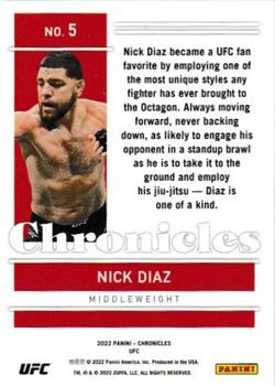 2022 Panini Chronicles UFC #5 Nick Diaz Back