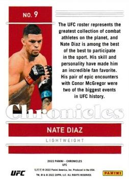 2022 Panini Chronicles UFC #9 Nate Diaz Back