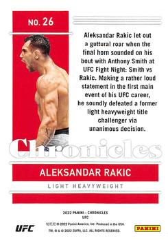 2022 Panini Chronicles UFC #26 Aleksandar Rakic Back
