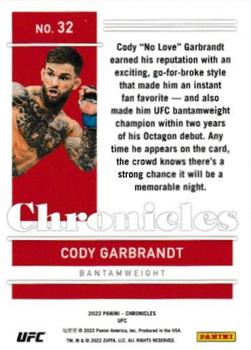 2022 Panini Chronicles UFC #32 Cody Garbrandt Back