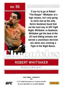 2022 Panini Chronicles UFC #50 Robert Whittaker Back