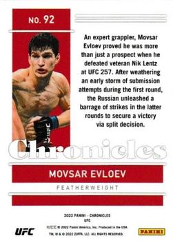 2022 Panini Chronicles UFC #92 Movsar Evloev Back