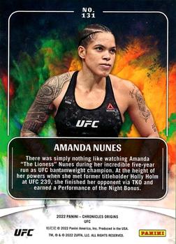 2022 Panini Chronicles UFC #131 Amanda Nunes Back