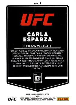 2022 Donruss Optic UFC #1 Carla Esparza Back
