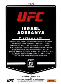 2022 Donruss Optic UFC #6 Israel Adesanya Back