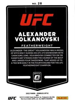 2022 Donruss Optic UFC #28 Alexander Volkanovski Back