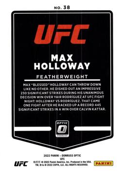 2022 Donruss Optic UFC #38 Max Holloway Back