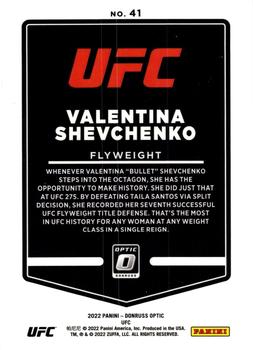 2022 Donruss Optic UFC #41 Valentina Shevchenko Back