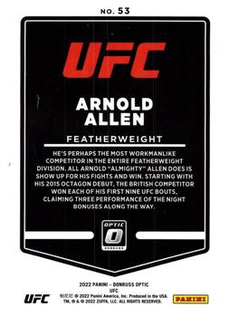 2022 Donruss Optic UFC #53 Arnold Allen Back