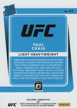 2022 Donruss Optic UFC #117 Paul Craig Back