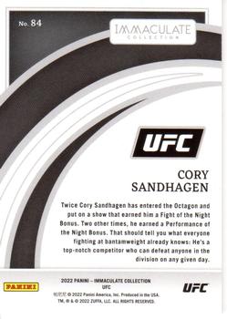 2022 Panini Immaculate Collection UFC #84 Cory Sandhagen Back