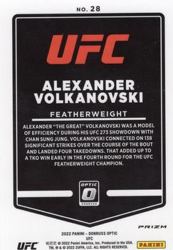 2022 Donruss Optic UFC - Blue Velocity #28 Alexander Volkanovski Back