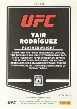 2022 Donruss Optic UFC - Blue Velocity #58 Yair Rodriguez Back