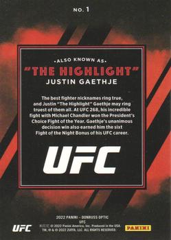 2022 Donruss Optic UFC - Also Known As #1 Justin Gaethje Back