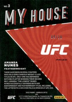 2022 Donruss Optic UFC - My House Gold #3 Amanda Nunes Back