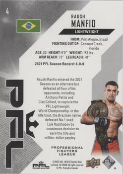 2022 Upper Deck PFL Professional Fighters League #4 Raush Manfio Back