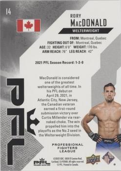 2022 Upper Deck PFL Professional Fighters League #14 Rory MacDonald Back