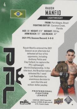 2022 Upper Deck PFL Professional Fighters League - Green #4 Raush Manfio Back